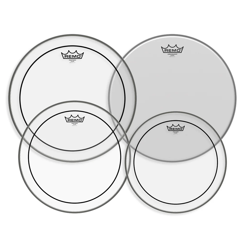 Remo Pro Pack Pinstripe Clear 10" 12" 14" FREE 14'' Ambassador Coated - Image 2