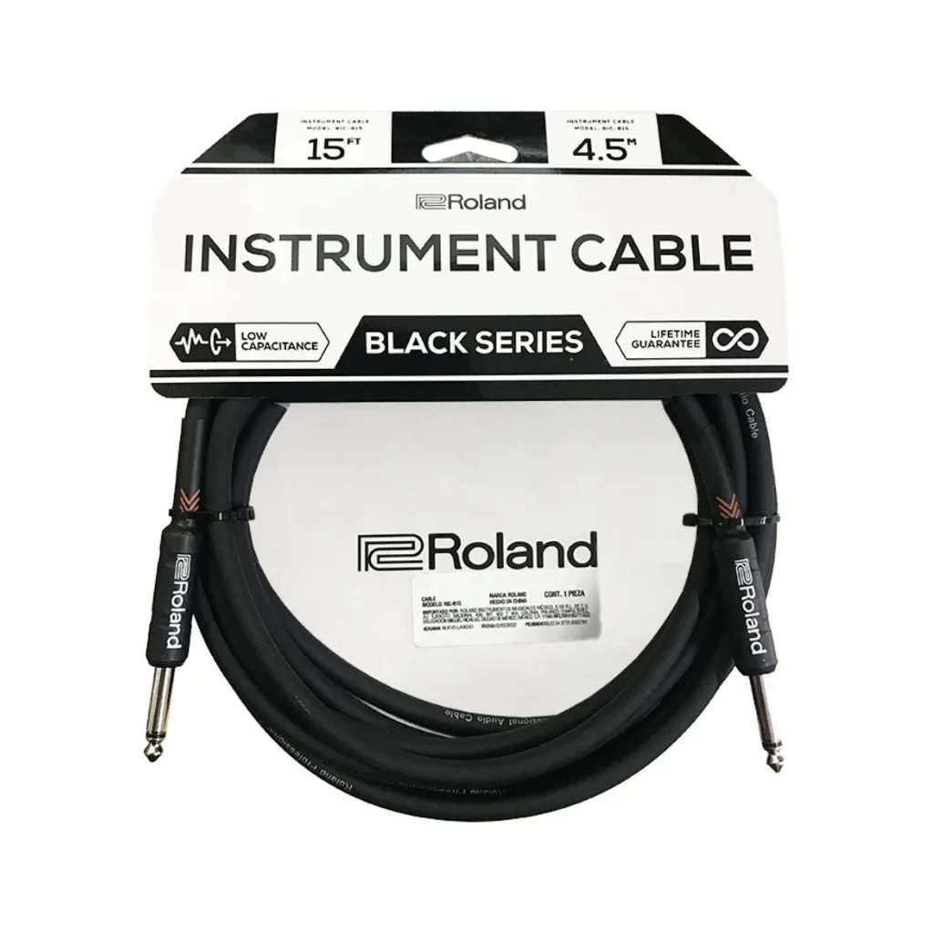 Roland RIC-B15 Straight 1/4-inch Black Series Instrument Cable 15ft