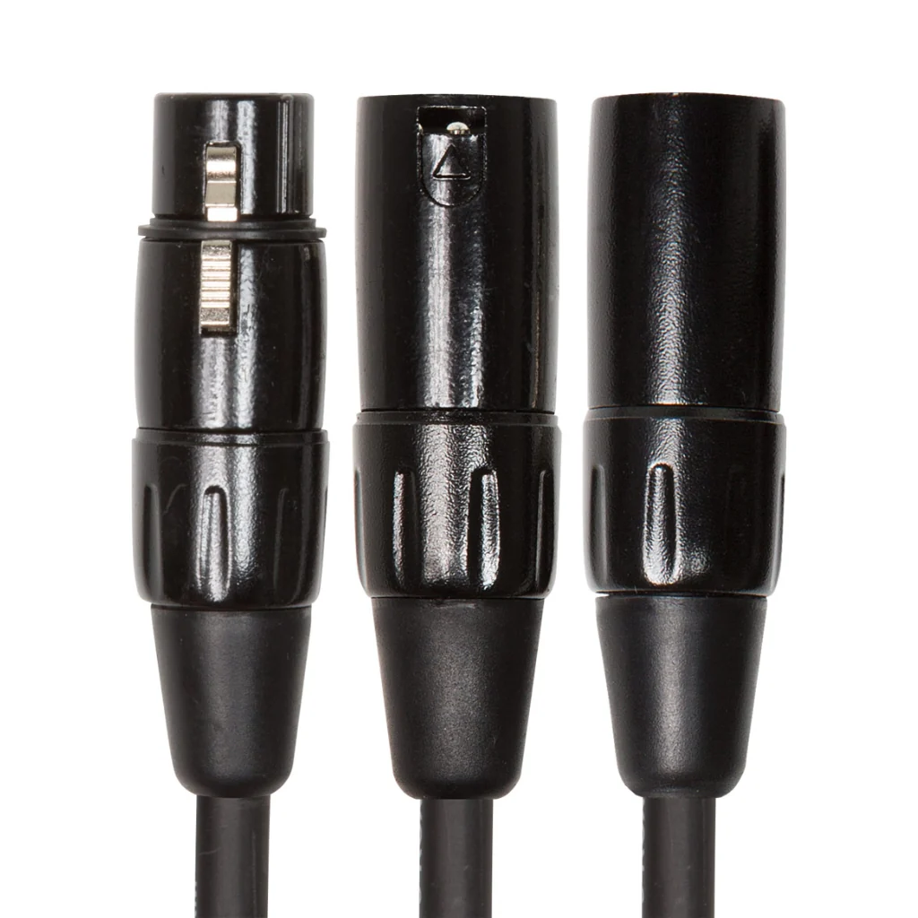 Roland Splitter XLRF to Dual XLRM Black Series Interconnect Cable 6in - Image 2