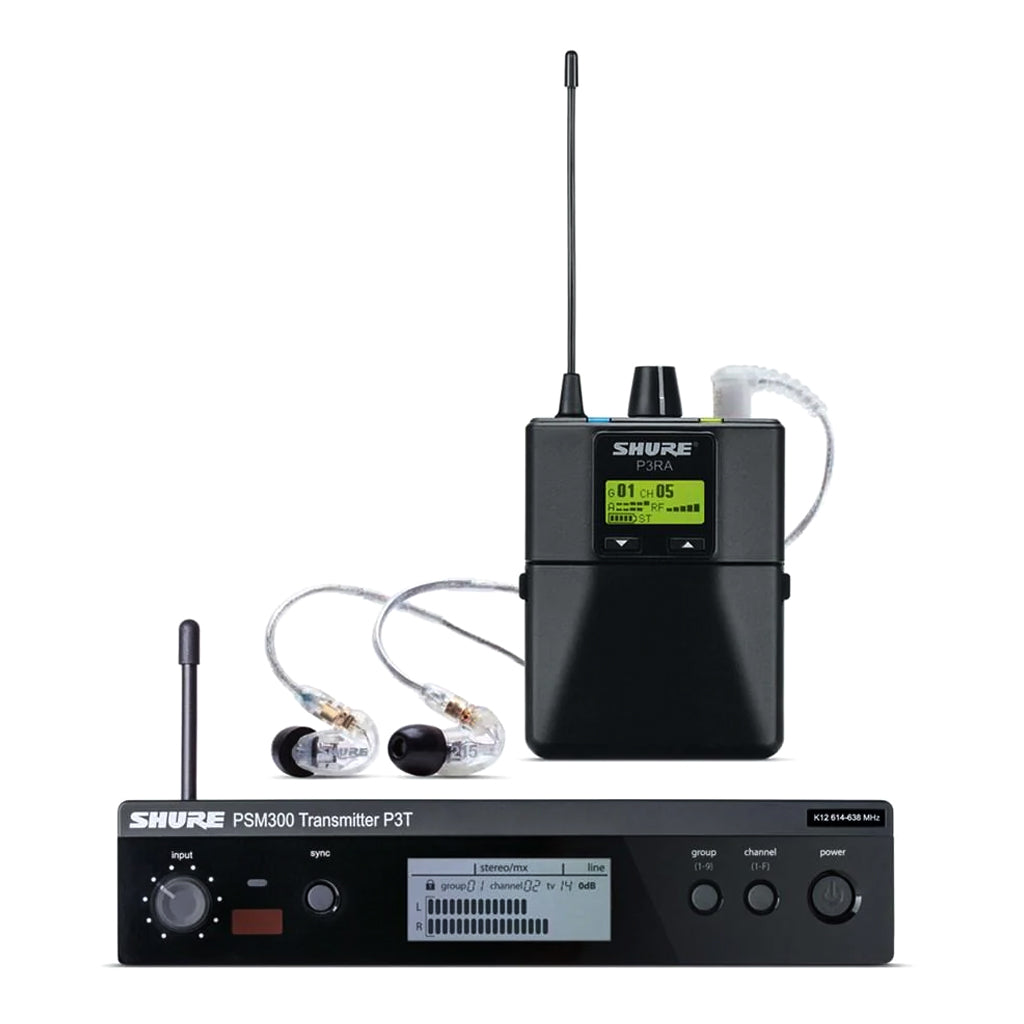 Shure - SHR-P3TRA215J10 PSM300 Wireless System 584-608 MHz; with SE215-CL