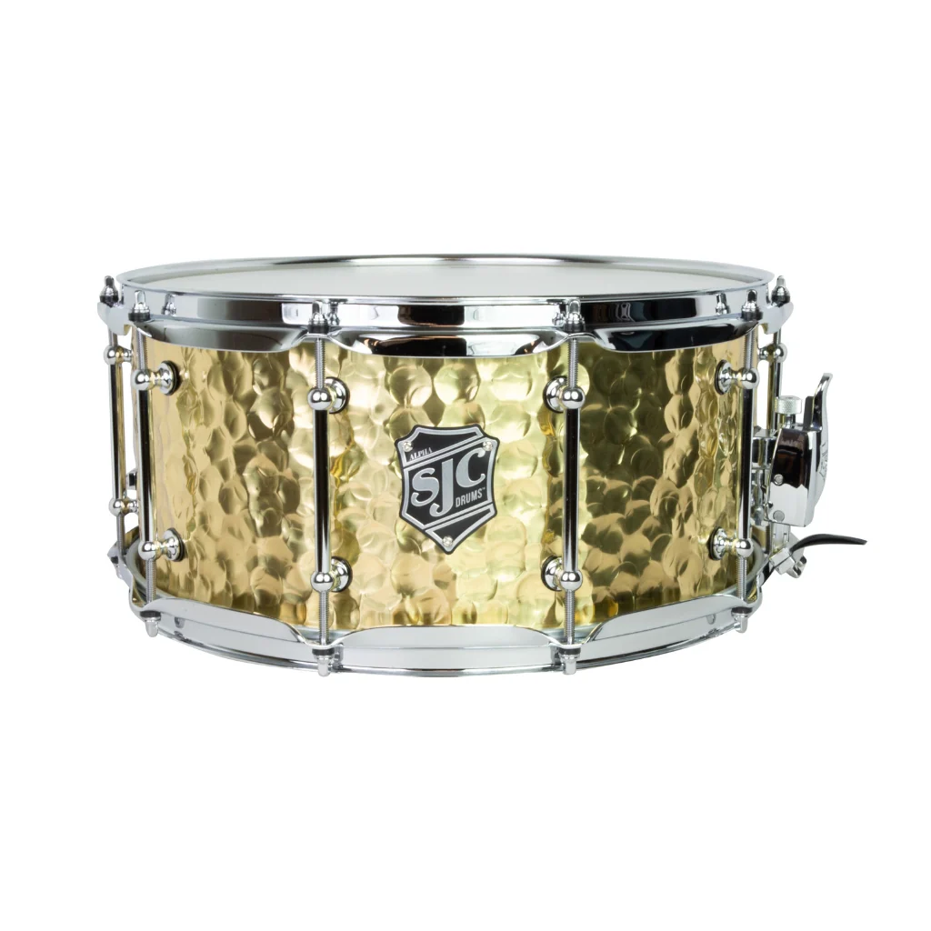 SJC Custom Drums Alpha Hammered Brass Snare Drum - 6.5 x 14-inch - Polished