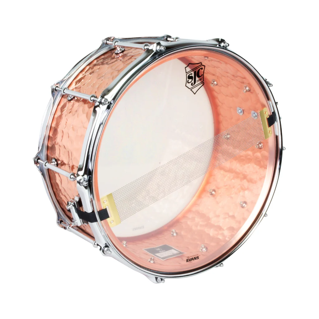 SJC Custom Drums Alpha Hammered Copper Snare Drum - 6.5 x 14-inch - Polished - Image 2