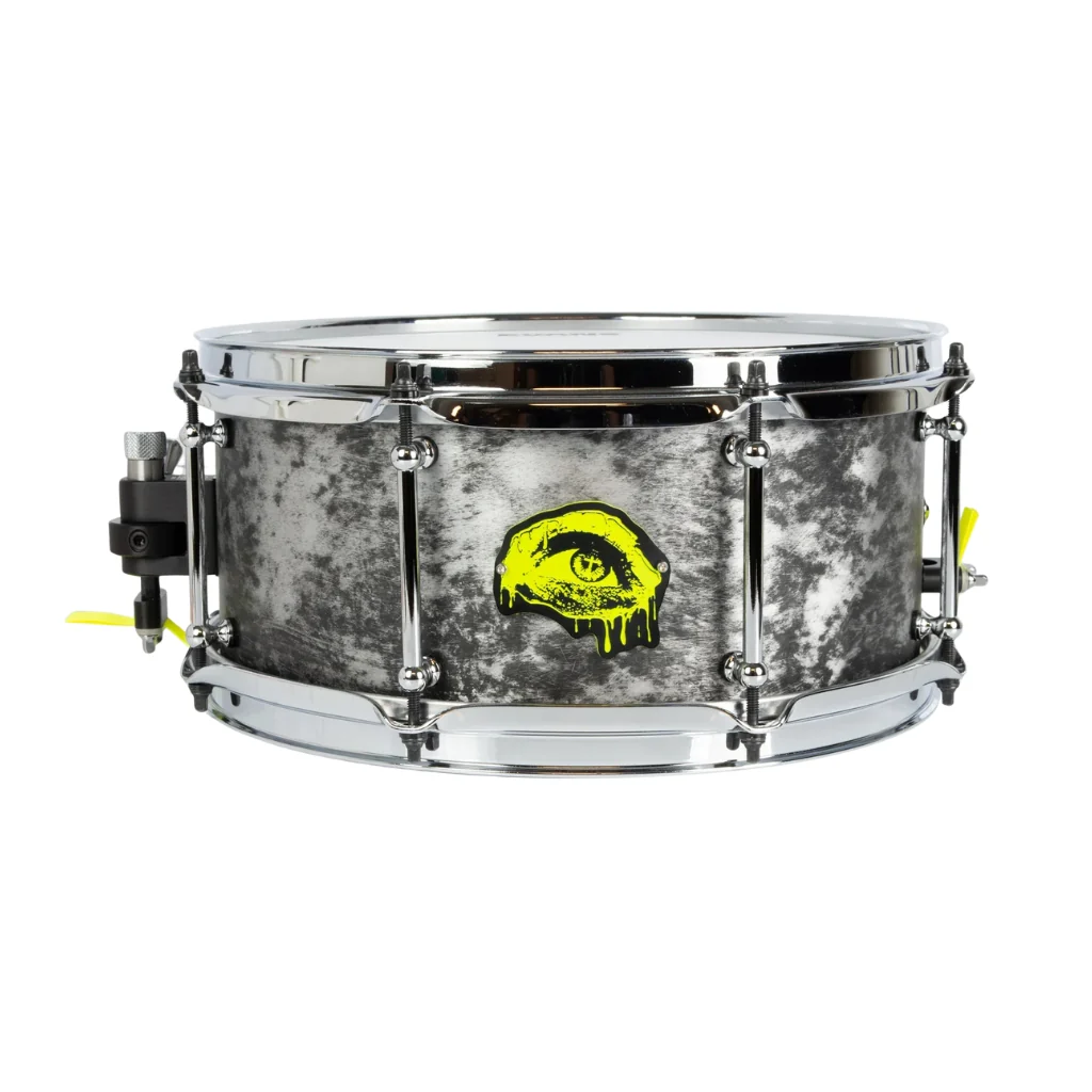 SJC Custom Drums Kevin 'Pacusn' Kaine x Knocked Loose Signature 'Suffocate' USA Snare Drum - 6x13" - Distressed Aluminum - Image 3