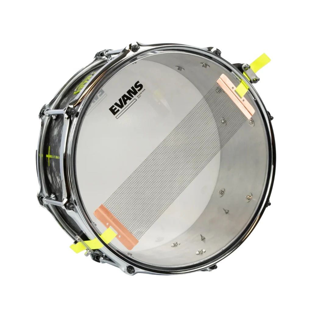 SJC Custom Drums Kevin 'Pacusn' Kaine x Knocked Loose Signature 'Suffocate' USA Snare Drum - 6x13" - Distressed Aluminum - Image 7