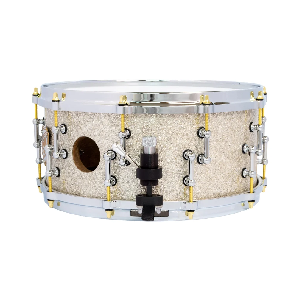 SJC Custom Drums XXV Anniversary 6.5x14" 25Ply Maple - Silver Glass Glitter - Image 2