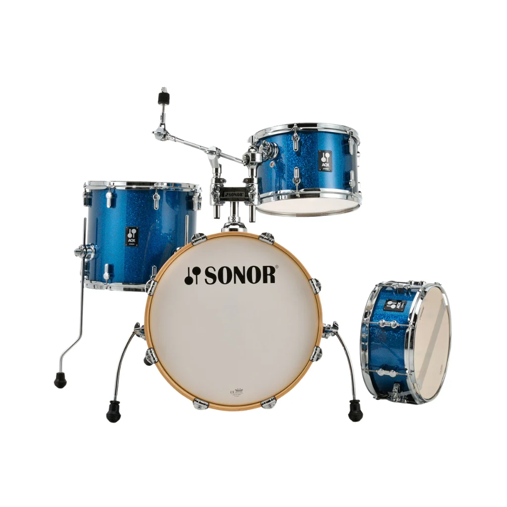 Sonor AQX Jazz 4-Piece Kit w/Tom & Cymbal Holder- Blue Ocean Sparkle