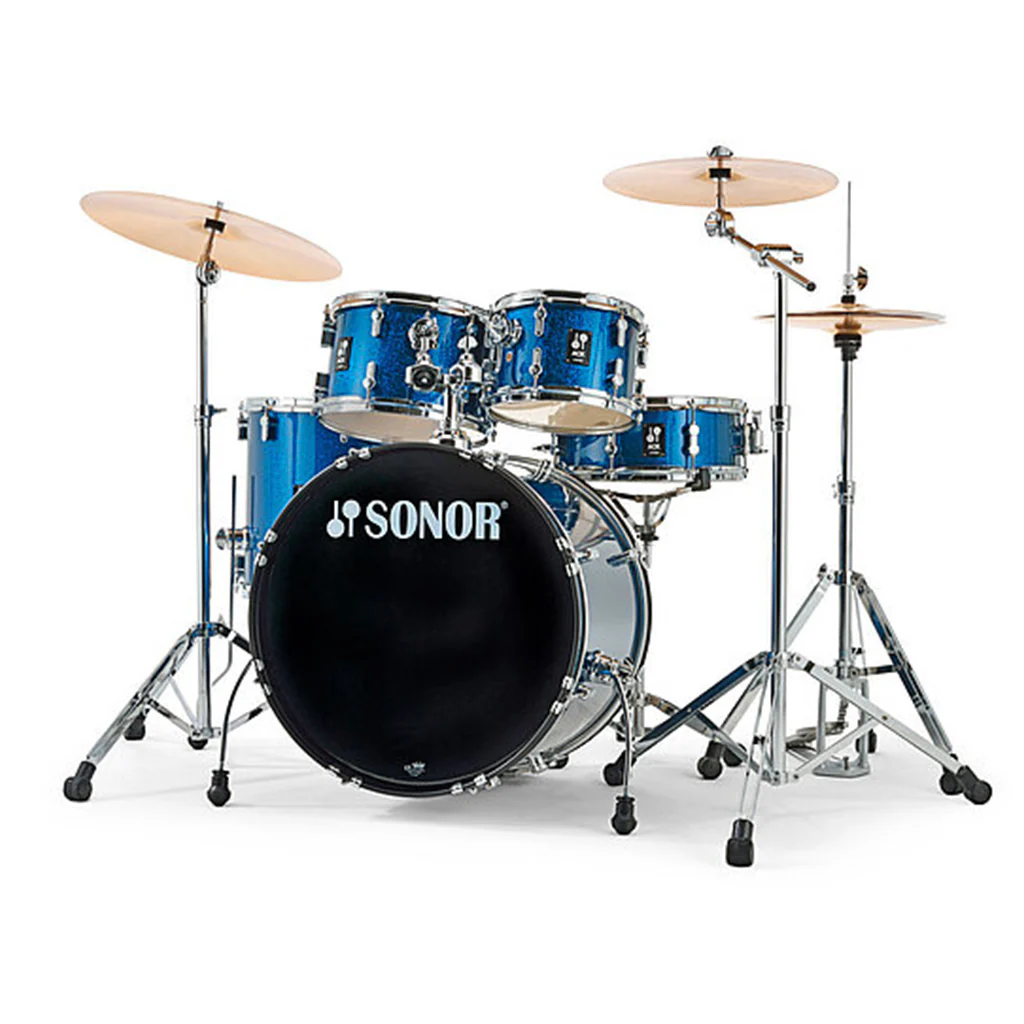 Sonor AQX Series Stage 5-Piece Kit with 1000 Series Hardware Set & Cymbals - Blue Ocean Sparkle - Image 2