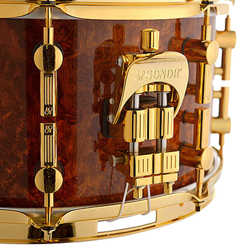Sonor AS 1307 AM SDW Artist Series 13"x7" Maple Snare Drum with Gold Hardware - Amboina High-Gloss - Image 2