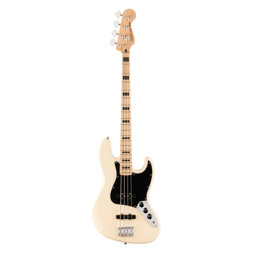 Squier Affinity Series Active Jazz Bass with Maple Fingerboard and Black Pickguard - Olympic White - Image 3