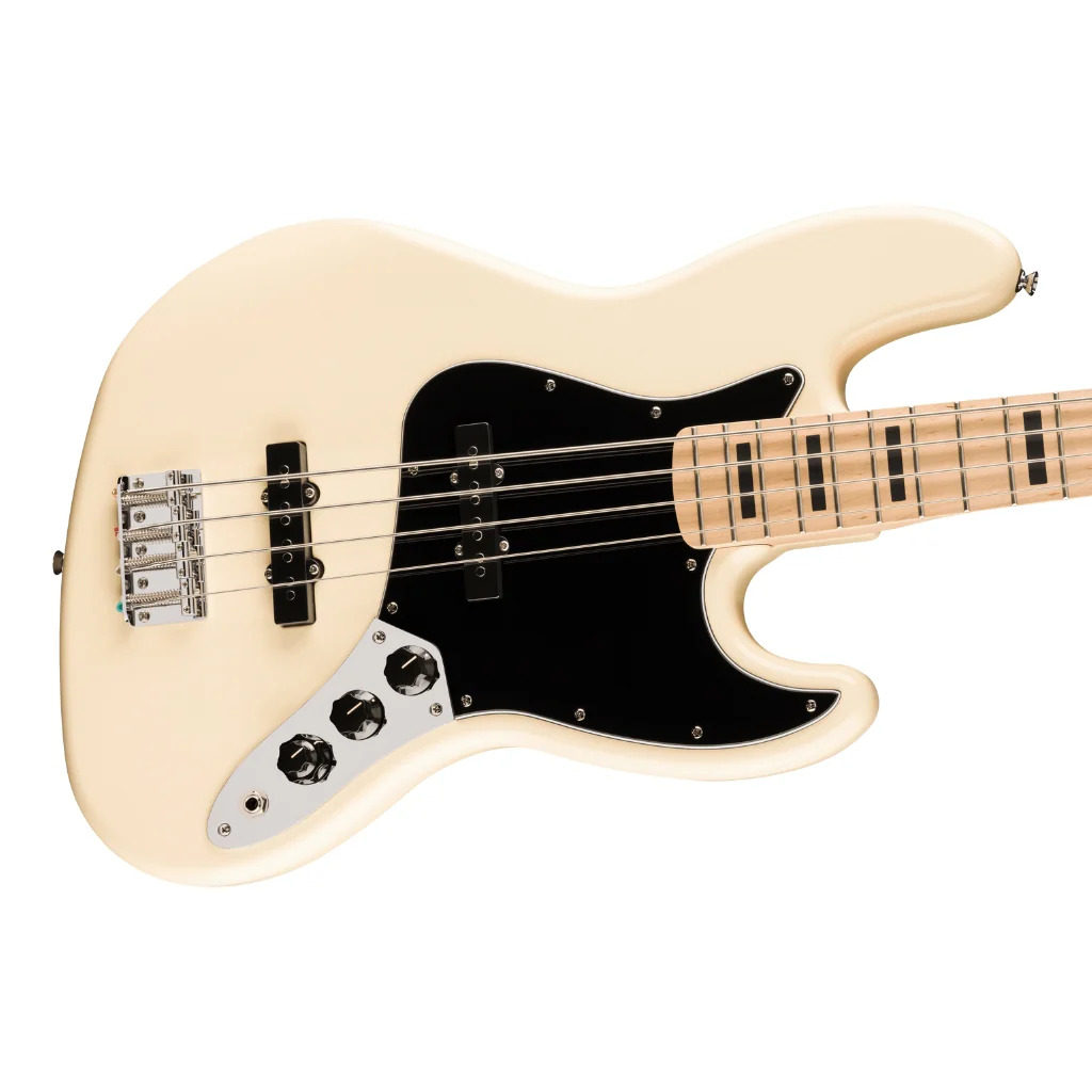 Squier Affinity Series Active Jazz Bass with Maple Fingerboard and Black Pickguard - Olympic White - Image 8