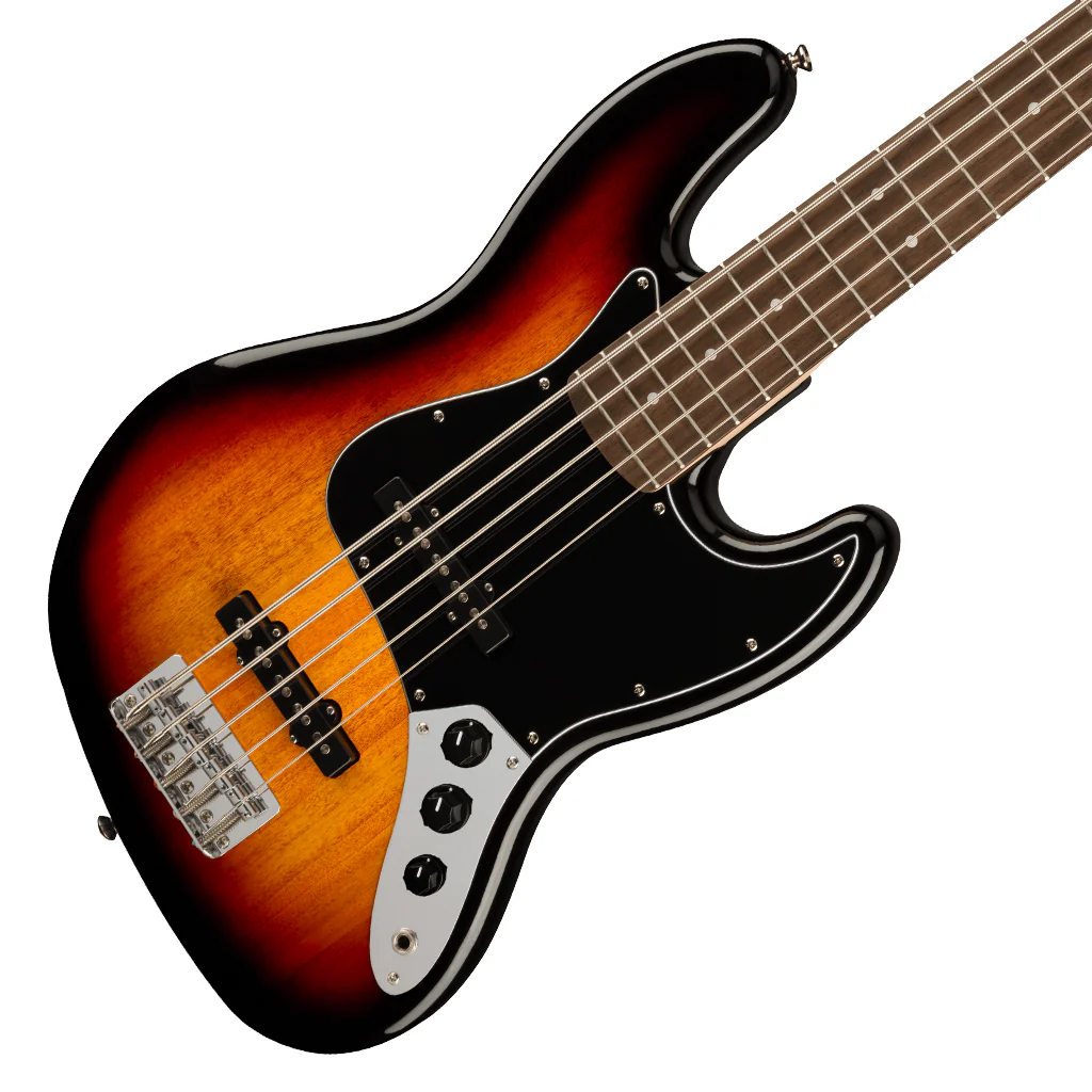 Squier - Affinity Series™ Jazz Bass® V, Laurel Fingerboard, Black Pickguard, 3-Color Sunburst - Image 7