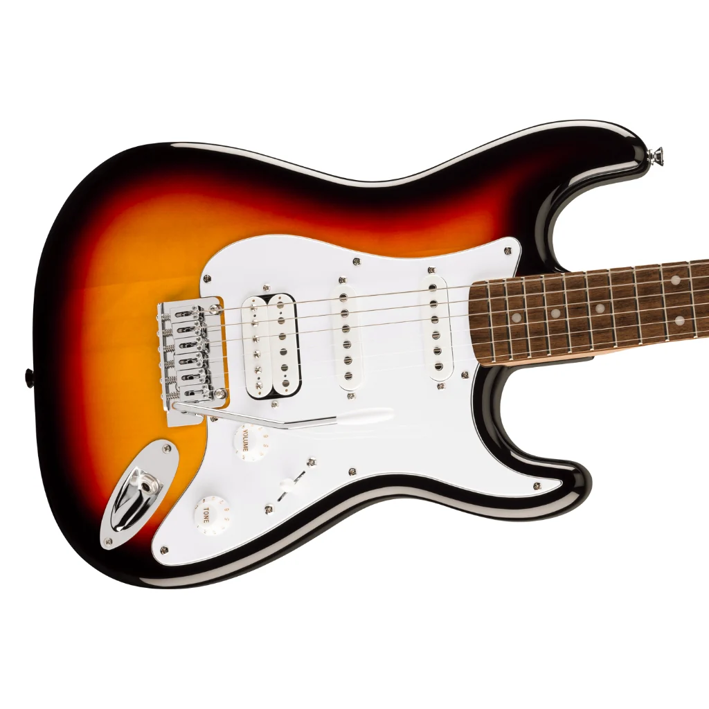Squier Affinity Series Stratocaster Junior HSS Laurel Fingerboard with White Pickguard - 3 Colour Sunburst - Image 7
