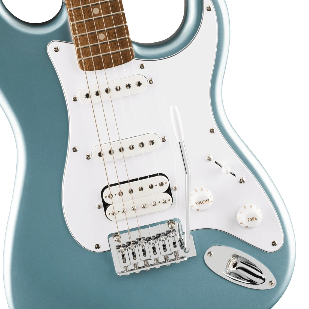 Squier Affinity Series Stratocaster Junior HSS Laurel Fingerboard with White Pickguard - Ice Blue Metallic - Image 7