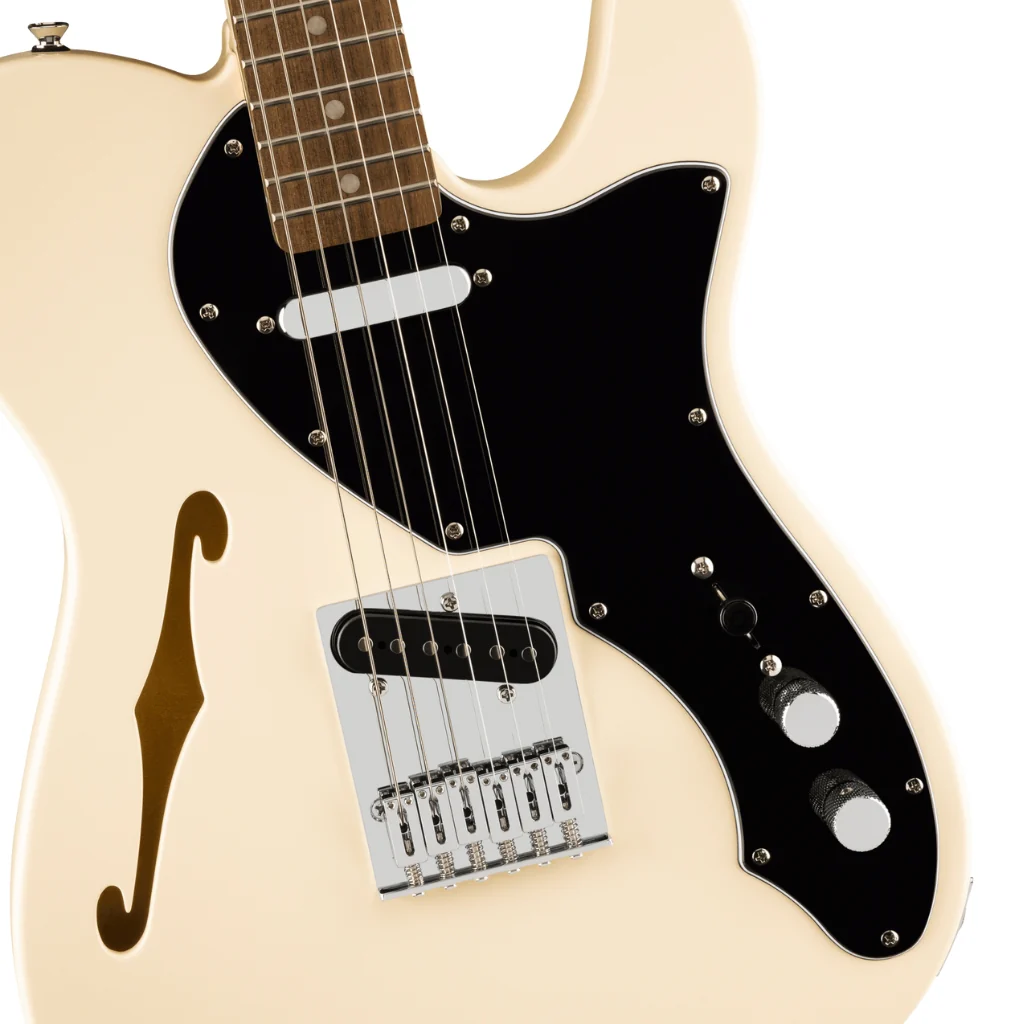 Squier Affinity Series Telecaster Thinline Laurel Fingerboard with Black Pickguard - Olympic White - Image 8