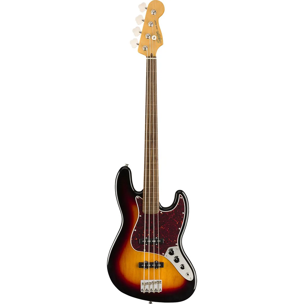 Squier Classic Vibe 60s Jazz Fretless Bass - 3 Tone Sunburst - Laurel Fretboard - Image 2