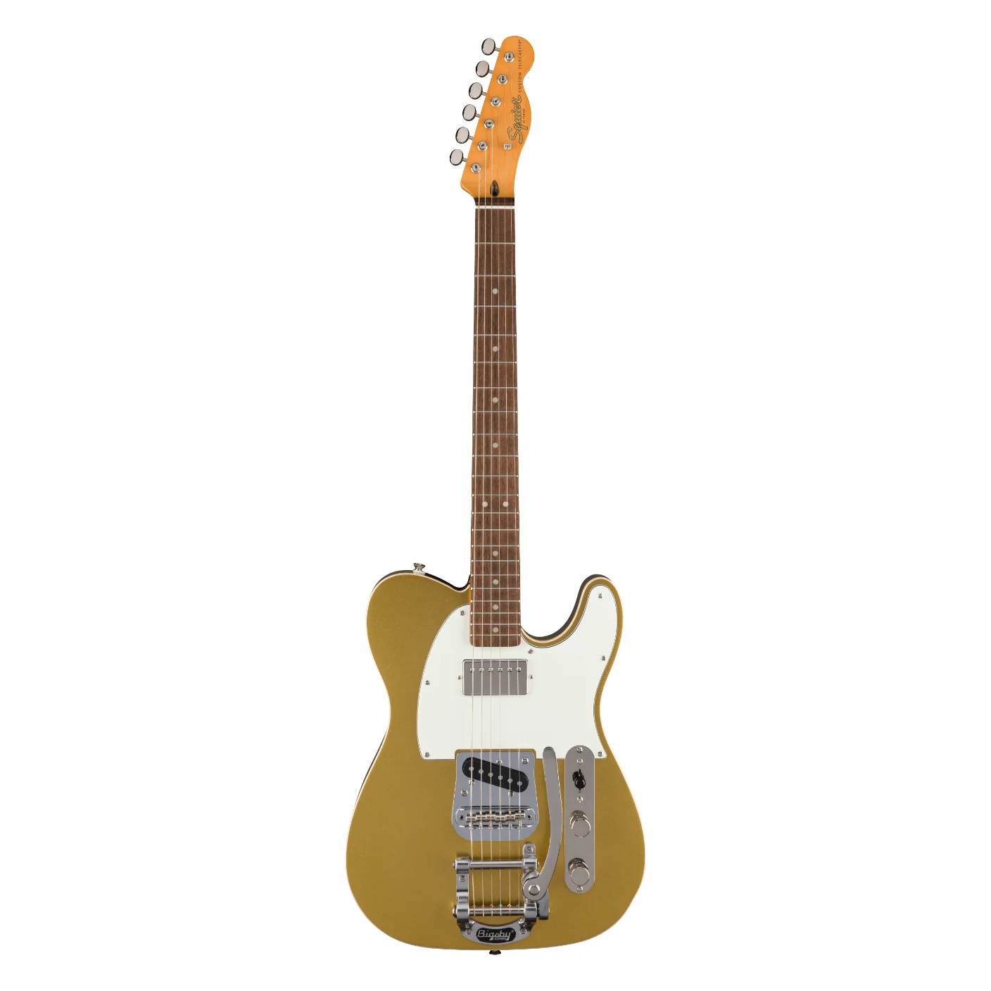 Squier Classic Vibe Custom Telecaster SH with Bigsby Electric Guitar - Aztec Gold - Image 2