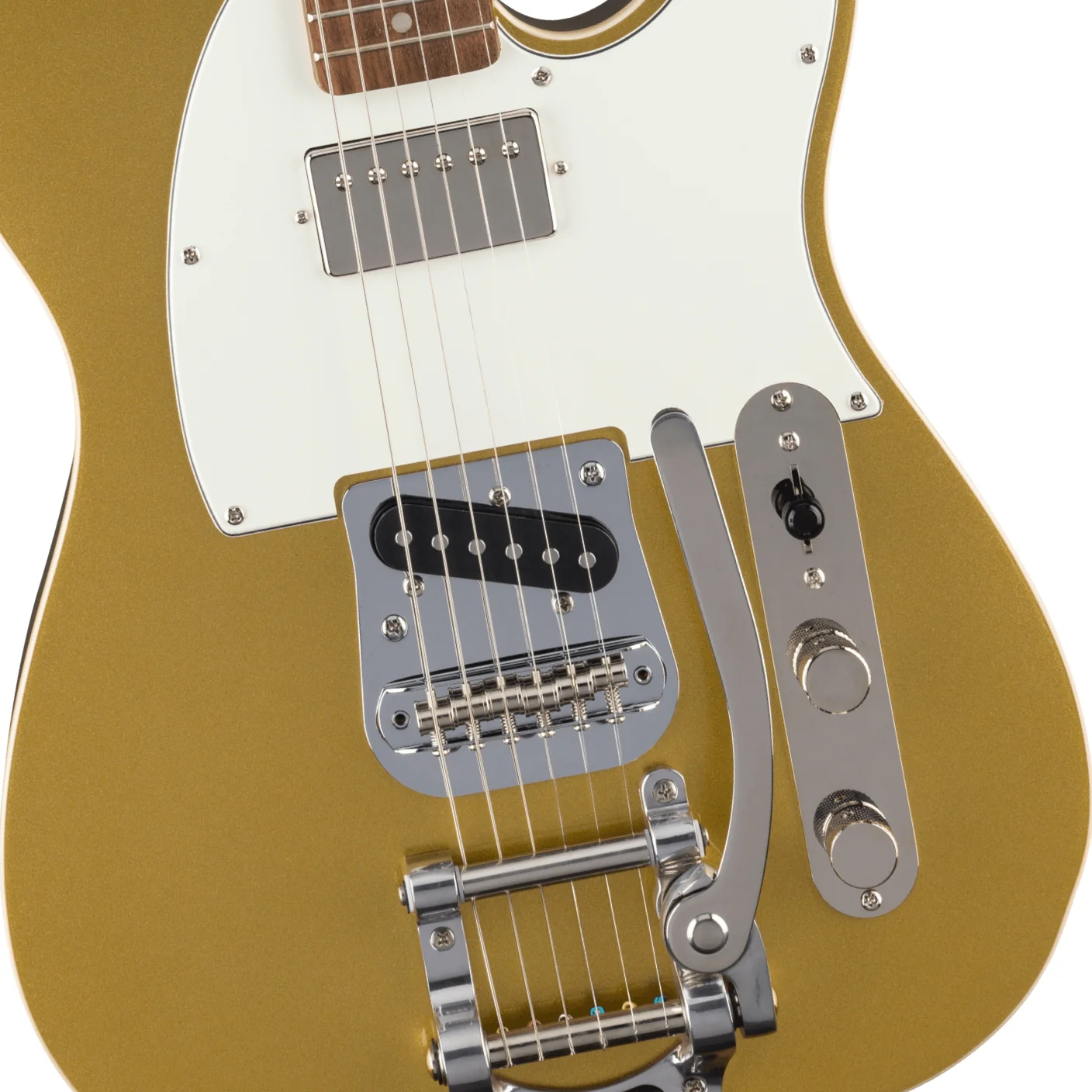 Squier Classic Vibe Custom Telecaster SH with Bigsby Electric Guitar - Aztec Gold - Image 6