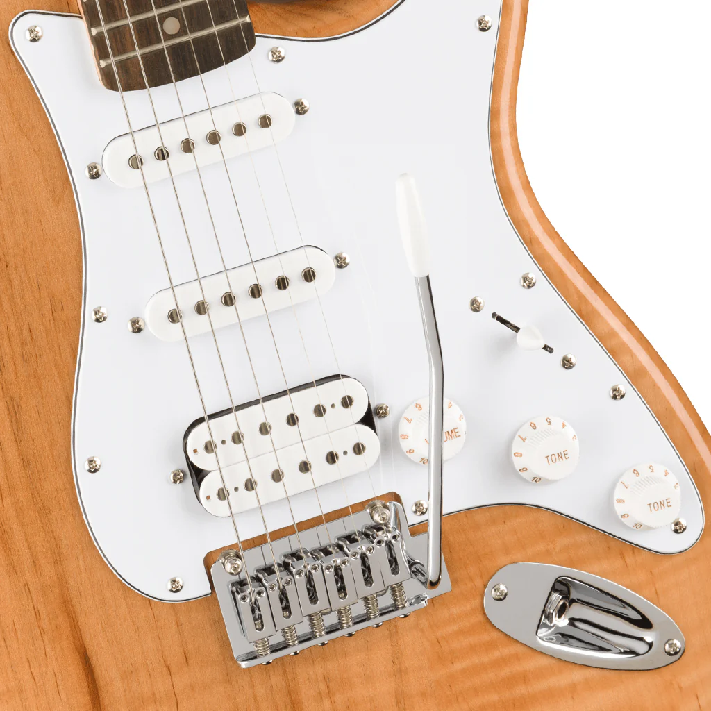 Squier FSR Affinity Series™ Stratocaster® HSS, Laurel Fingerboard, White Pickguard, Natural - Image 6