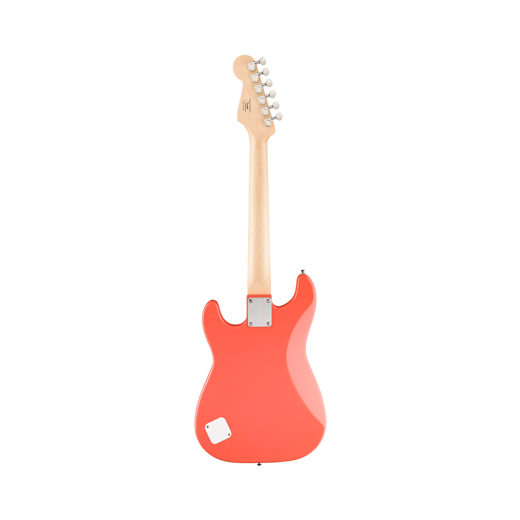 Squier FSR Mini Stratocaster Maple Fingerboard w/White Pickguard - Tahitian Coral - Image 3