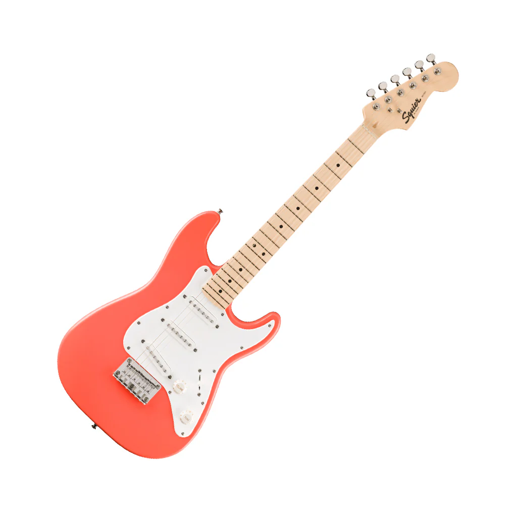 Squier FSR Mini Stratocaster Maple Fingerboard w/White Pickguard - Tahitian Coral - Image 7