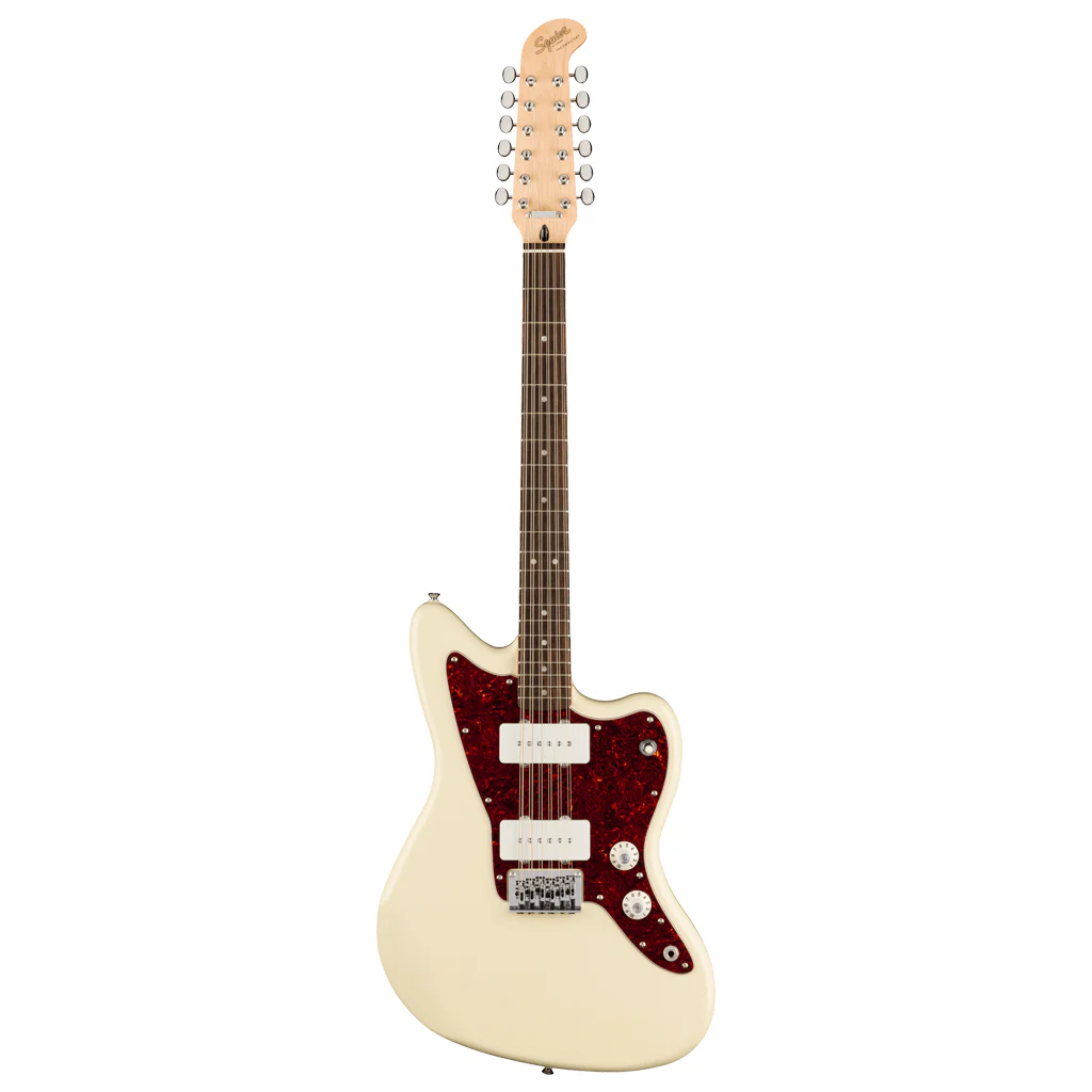 Squier Paranormal Jazzmaster XII, Laurel Fingerboard, Tortoiseshell Pickguard, Olympic White - Image 2