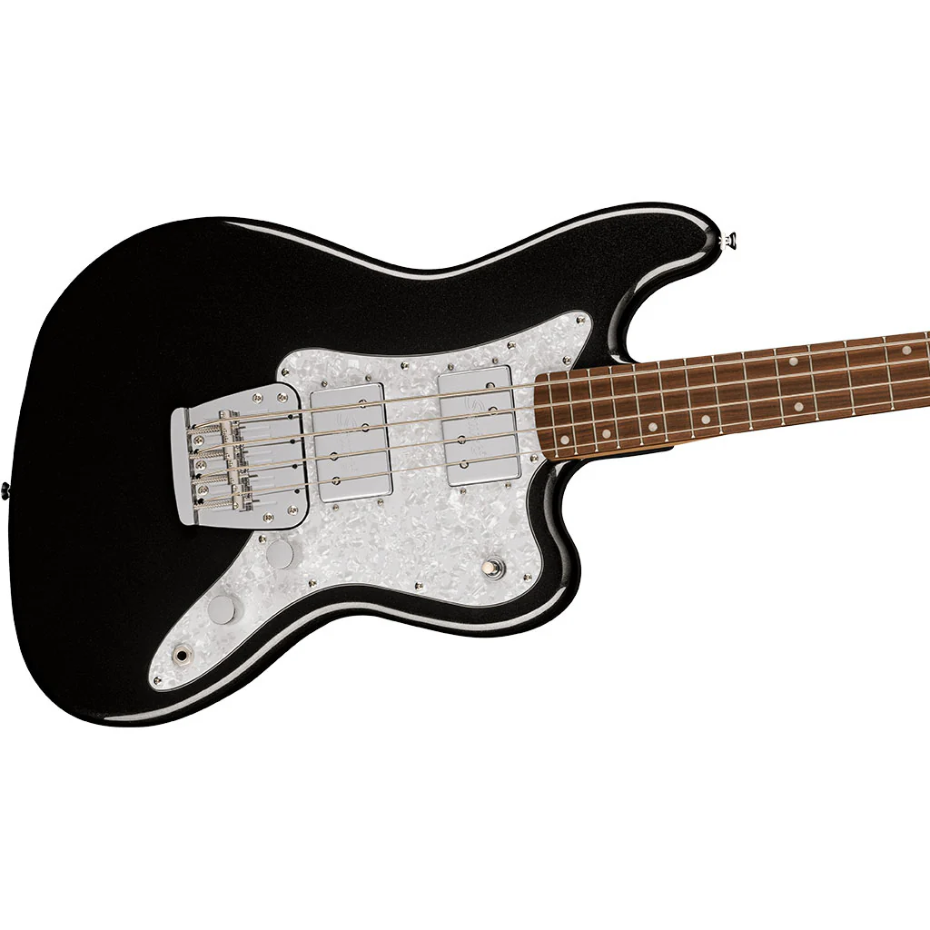 Squier Paranormal Rascal Bass HH, Laurel Fingerboard, White Pearloid Pickguard, Metallic Black - Image 4