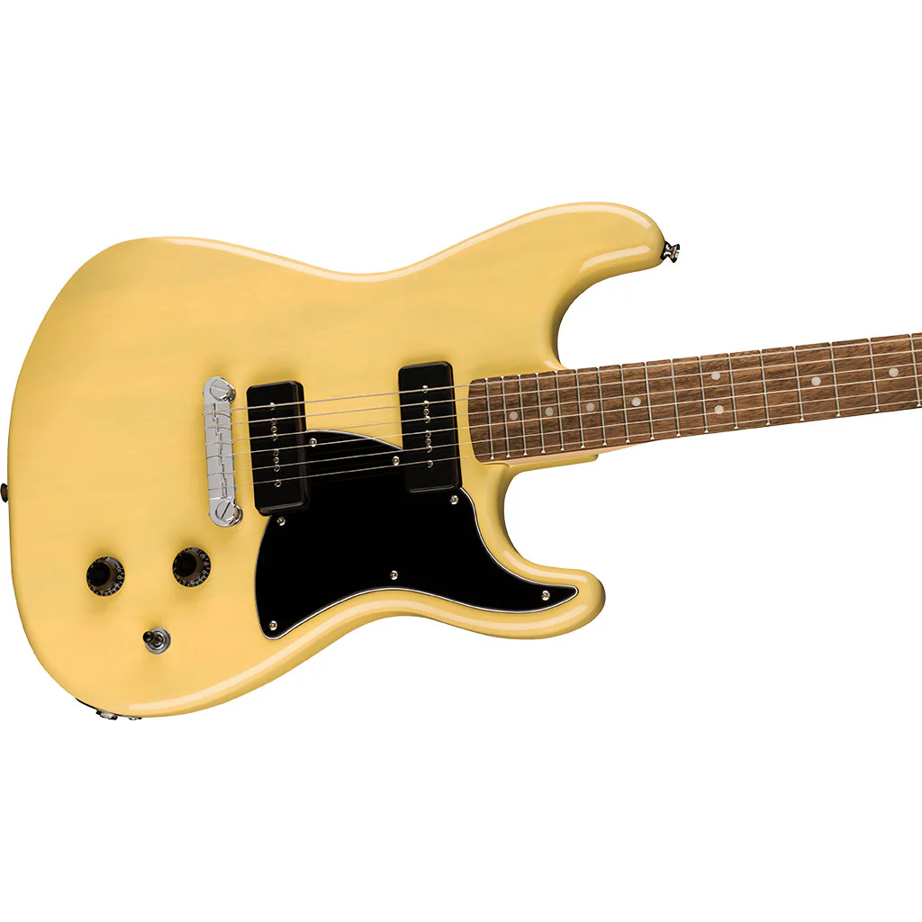 Squier Paranormal Strat-O-Sonic, Laurel Fingerboard, Black Pickguard, Vintage Blonde - Image 4