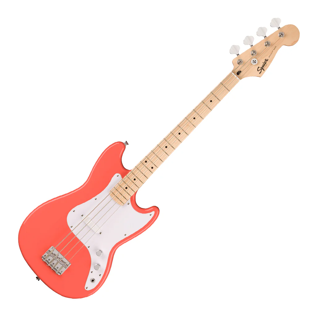 Squier Sonic™ Bronco™ Bass - Maple Fingerboard - White Pickguard - Tahitian Coral - Image 7