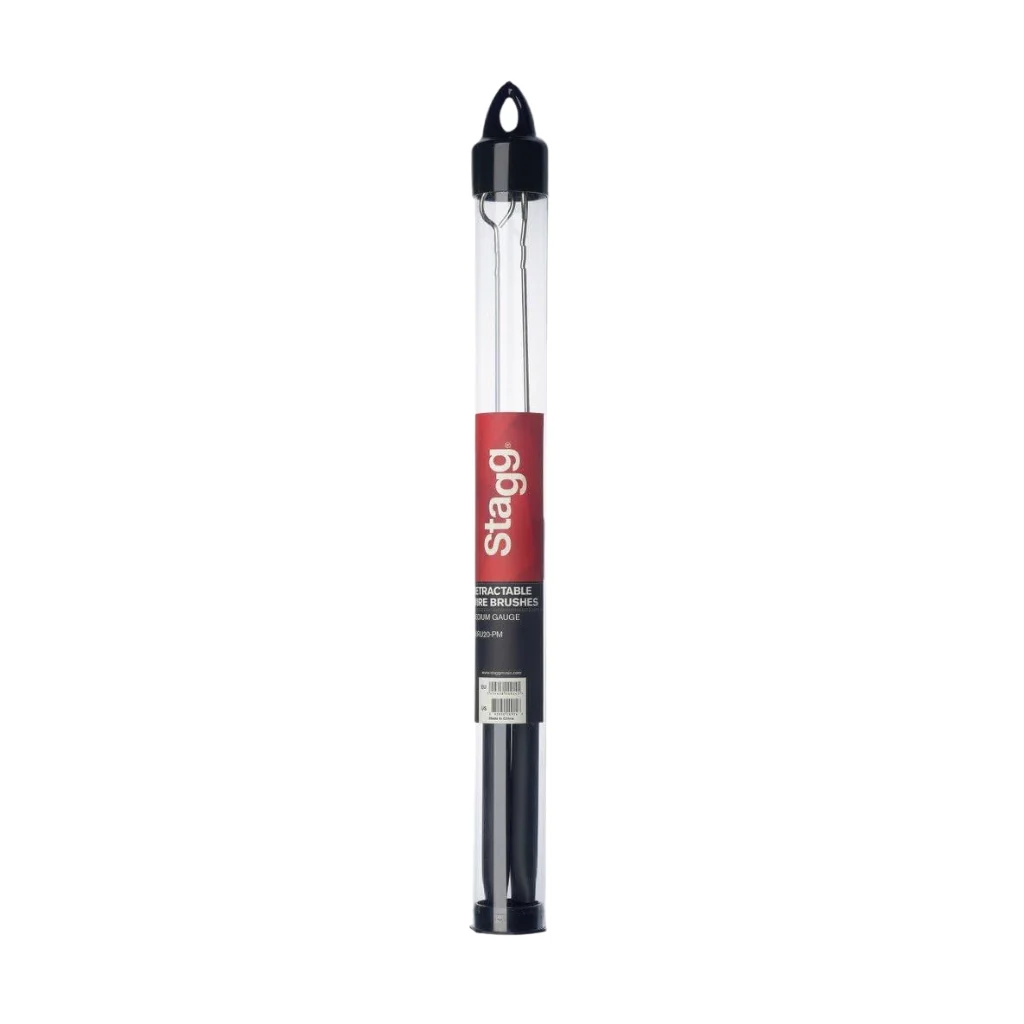 Stagg SBRU20-RM Retractable Wire Brush with Rubber Handles - Medium - Image 2