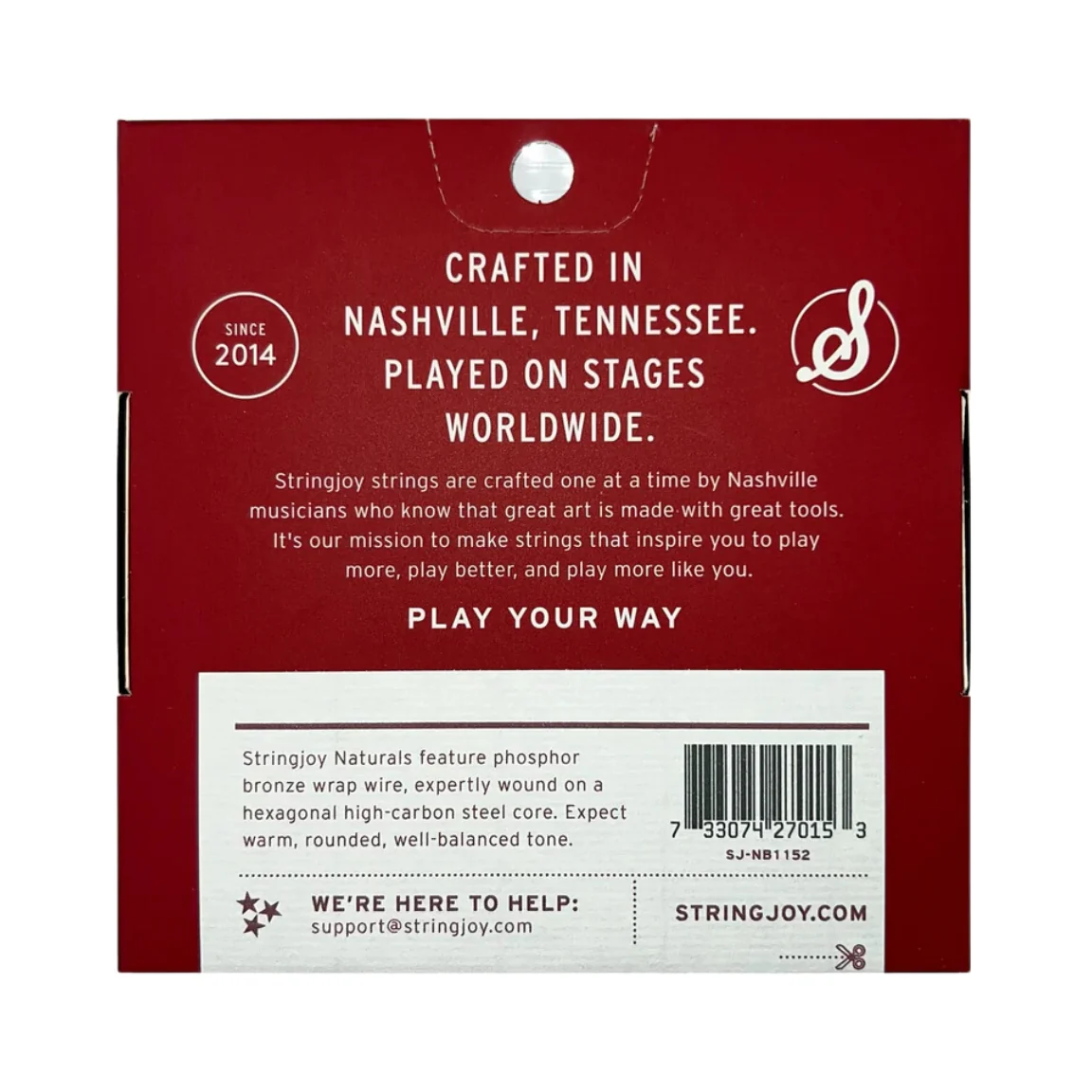 Stringjoy Naturals Phosphor Bronze Acoustic Guitar Strings - Super Light Gauge (.011 - .052) - Image 2