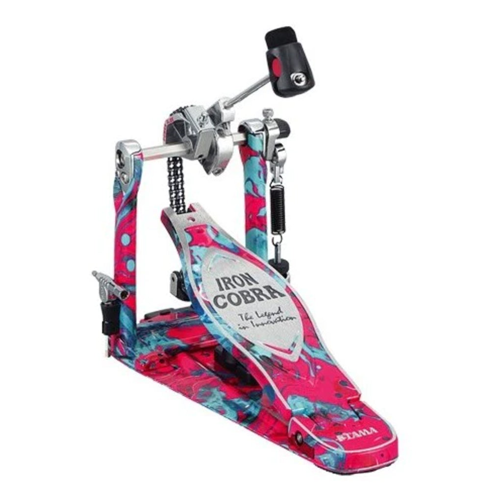 Tama 50th Anniversary Limited Iron Cobra Power Glide Single Pedal - Marble Coral Swirl
