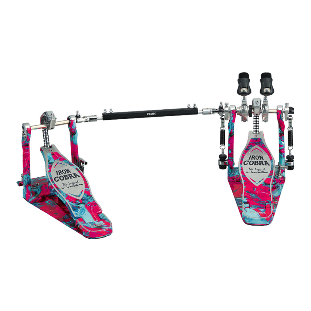 Tama 50th Anniversary Limited Iron Cobra Power Glide Twin Pedal - Marble Coral Swirl