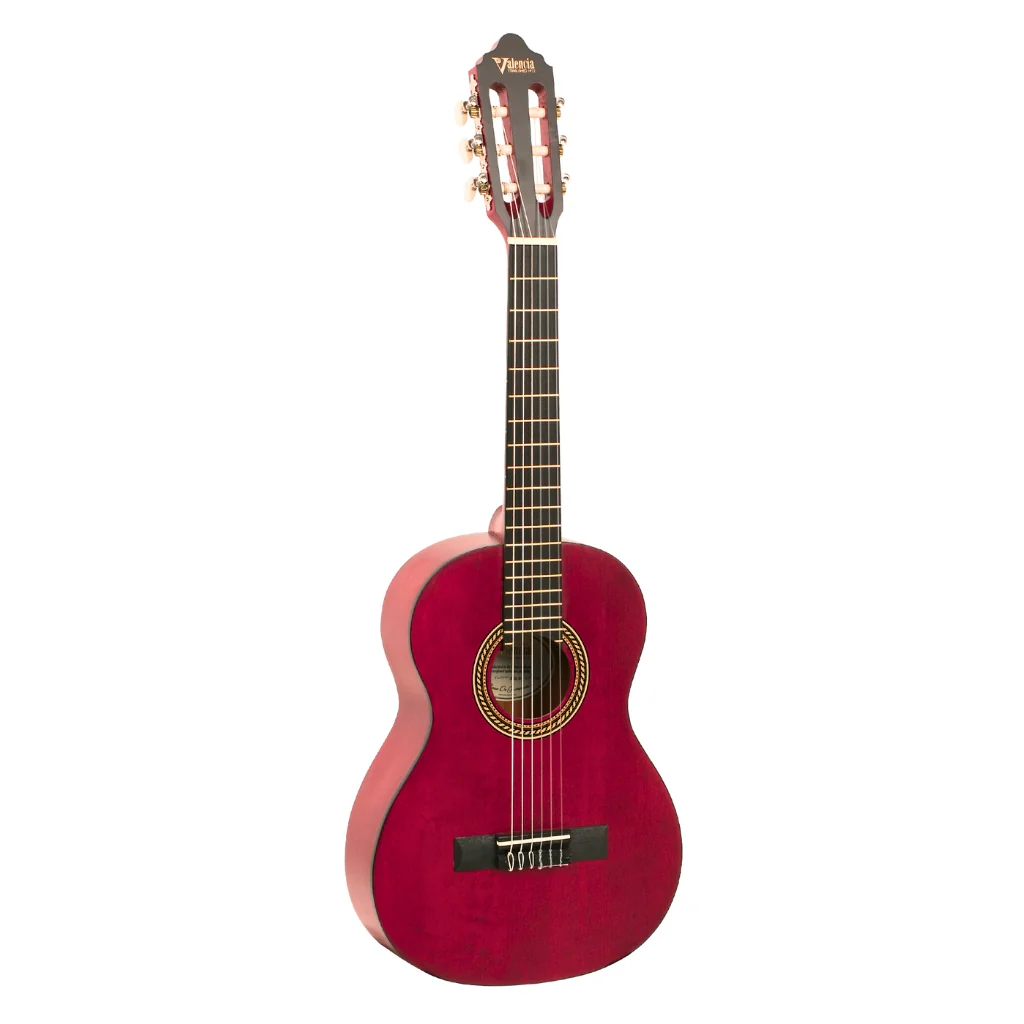 Valencia 200 Series 1/2 Size Classical Guitar, Transparent Wine Red - Image 3