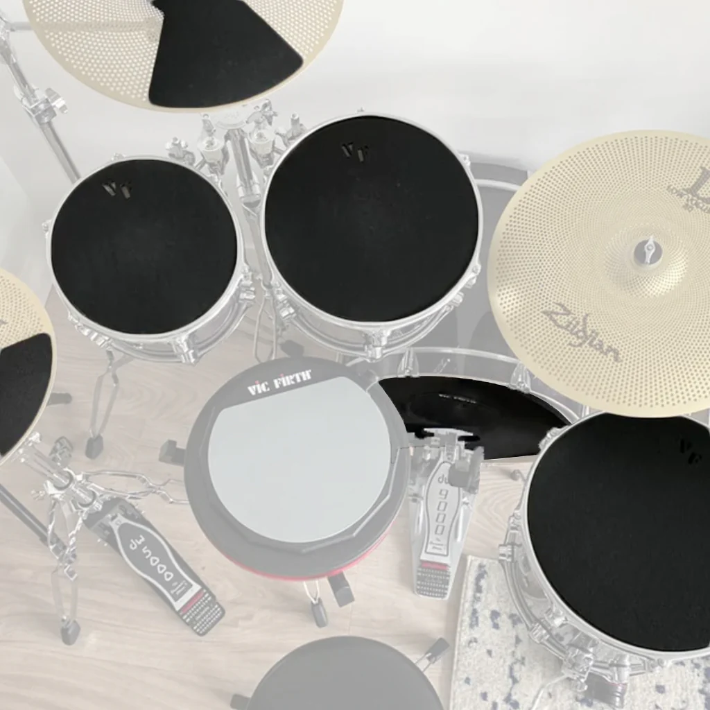 Vic Firth PP6 Fusion/Rock Pre Pack Mutes - 10'', 12'', 14'', 16'', 22'', Hi-Hat & Cymbals (2) - Image 2