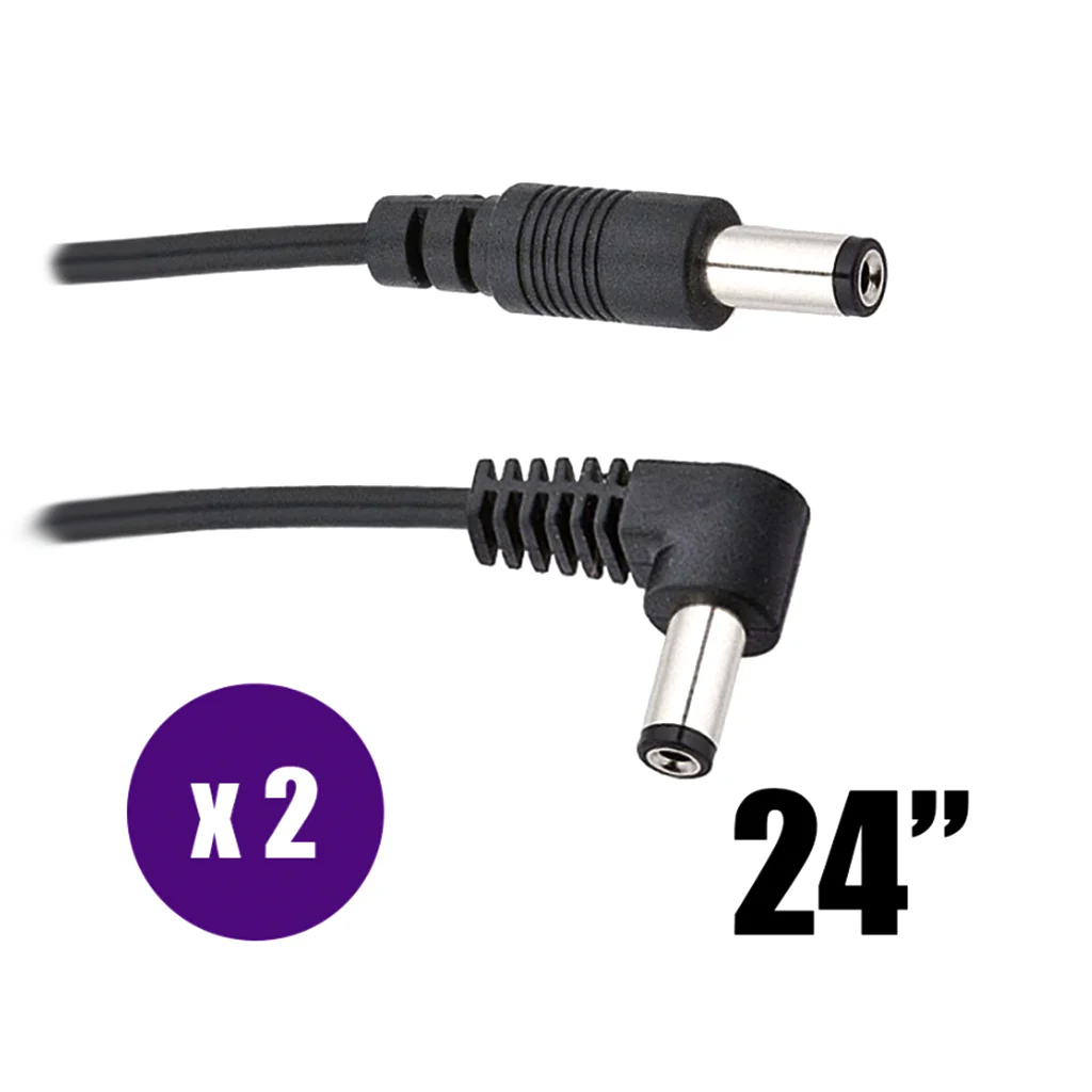 Voodoo Lab Standard Polarity 2.1mm Right Angle to Straight 24" Cable - 2 Pack