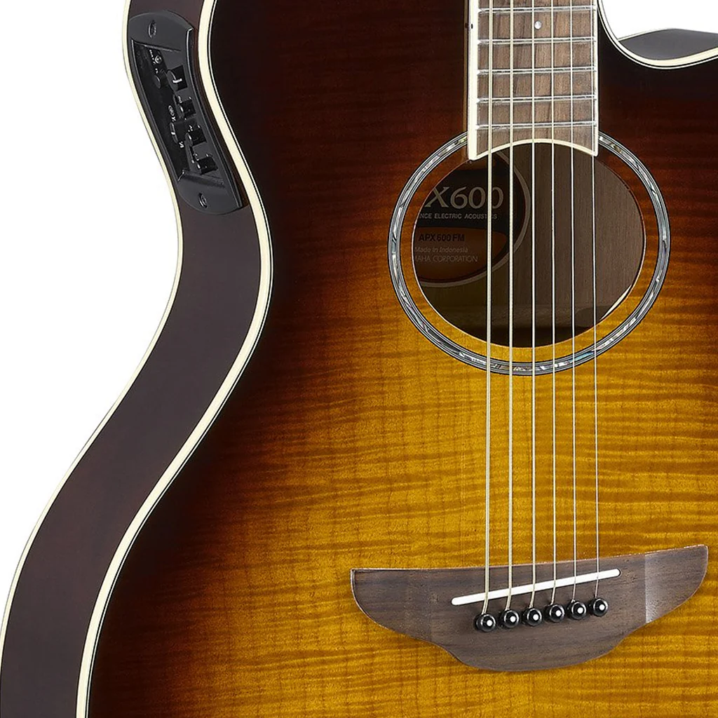 Yamaha - APX600FM Tobacco Brown Sunburst Flamed Maple Acoustic-Electric Guitar - Image 4