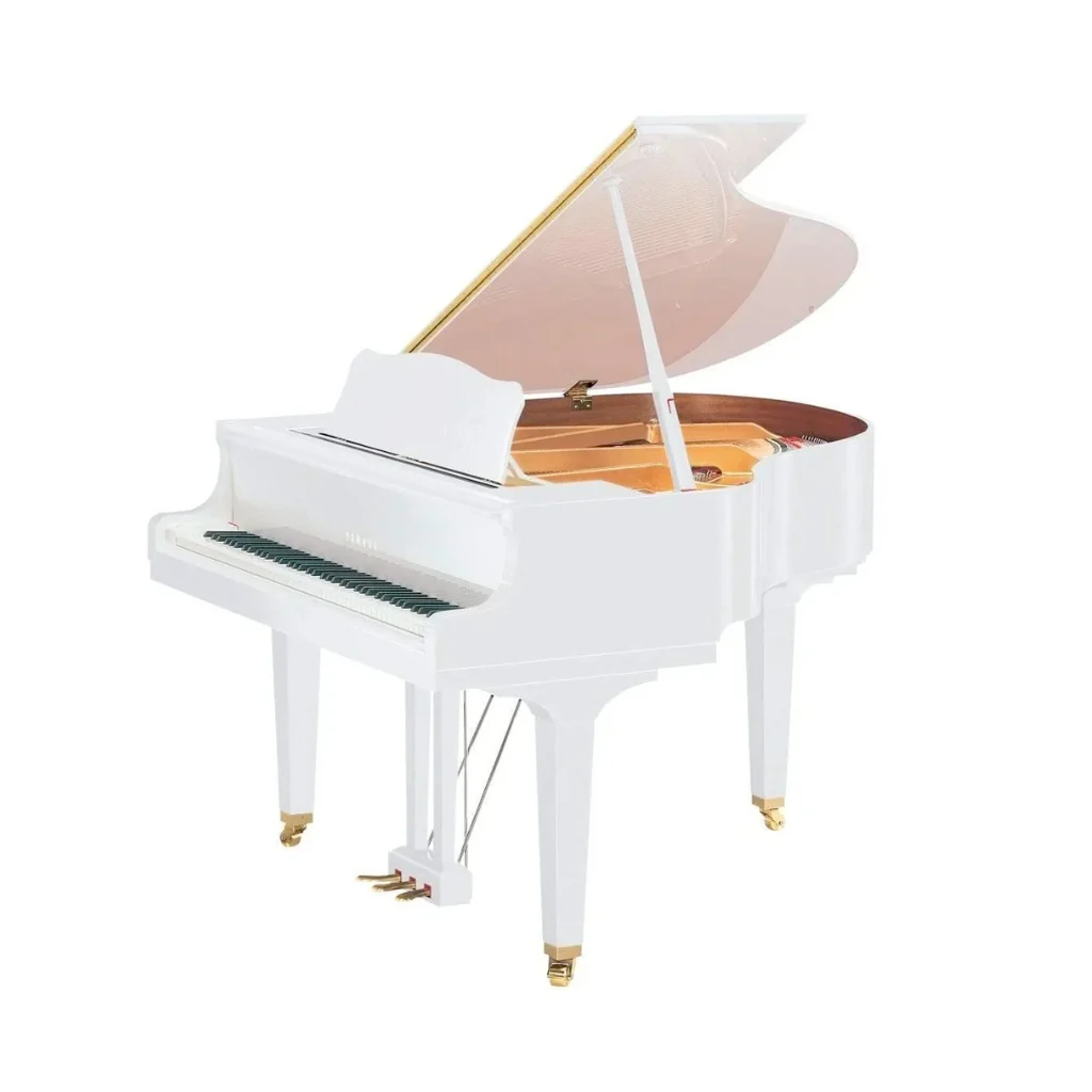 Yamaha DGC1MENSTPWH 161cm Baby Grand Piano Disklavier Enspire Standard in Polished White.
