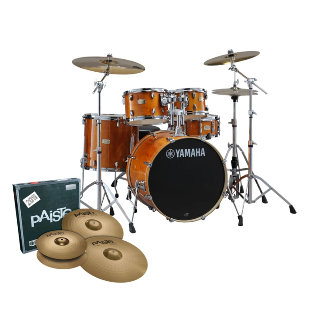 Yamaha Stage Custom Birch Next Stage Euro Shell Pack with Hardware and Cymbals - Honey Amber