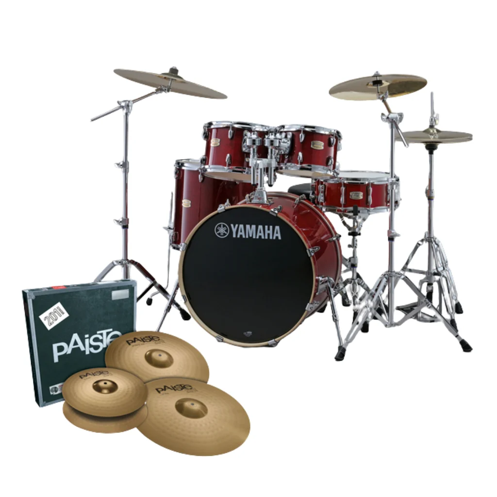 Yamaha Stage Custom Birch Next Stage Fusion Shell Pack with Hardware and Cymbals - Cranberry Red